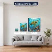 Tortue près d'une épave turquoise – tailles disponibles