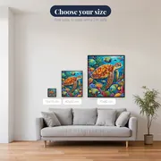 Hawksbill Turtle Over Colorful Reef – available sizes