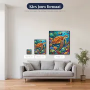Schildpad met kleurrijk schild boven koraalrif – beschikbare formaten