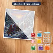 Neun Wanderer im Schneegebirge – Set bereit zum Loslegen