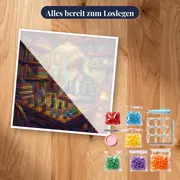 Junge mit Mütze beim Würfelspiel – Set bereit zum Loslegen