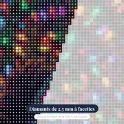 Mur de guirlandes et main dans l’ombre – gros plan des diamants