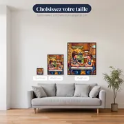 Gaufres partagées dans une cuisine rétro – tailles disponibles