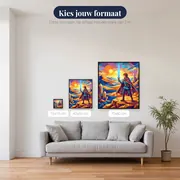 Held op woestijnplaneet met twee zonnen – beschikbare formaten