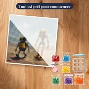 Petit droïde et droïde doré au désert – kit prêt à commencer