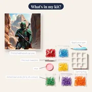 Green Armor Bounty Hunter in Canyon – kit contents
