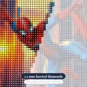 Red-and-Blue Hero Swinging at Sunset – diamond close-up