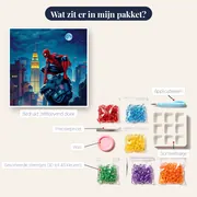 Spider-Man op een waterspuwer bij nacht – inhoud van het pakket