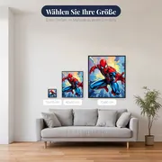 Spider-Man im dynamischen Netzschuss – verfügbare Größen