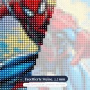 Spider-Man im dynamischen Netzschuss – Nahaufnahme der Steine