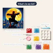 Spider-Man Silhouette Against Giant Moon – kit contents