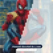 Spider-Man in pausa sulla città – primo piano dei diamanti