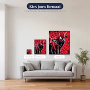 Spider-Man tegen rood spinnenweb – beschikbare formaten