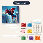 Spider-Man Leaping Over City Street – kit contents
