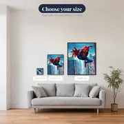 Spider-Man Leaping Over City Street – available sizes