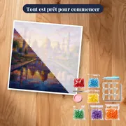 Mosquée aux dômes dorés à l'aube – kit prêt à commencer
