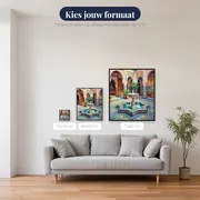Marokkaanse fonteinbinnenplaats met geometrische tegels – beschikbare formaten
