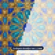 Islamitisch sterpatroon turquoise en goud – close-up van de steentjes