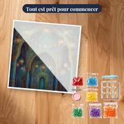 Intérieur de mosquée aux lanternes dorées – kit prêt à commencer