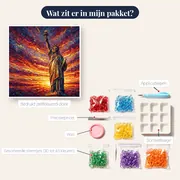 Vrijheidsbeeld in geometrisch avondlicht – inhoud van het pakket