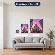 Gratte-ciels sous un ciel rose – tailles disponibles