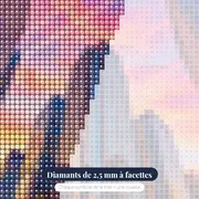 Gratte-ciels sous un ciel rose – gros plan des diamants
