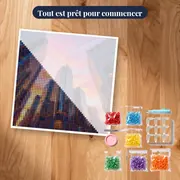 Gratte-ciels sous un ciel rose – kit prêt à commencer