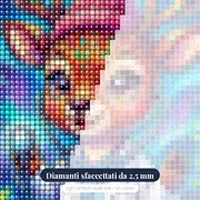 Piccola Renna Dottoressa dal Cappello Rosa – primo piano dei diamanti