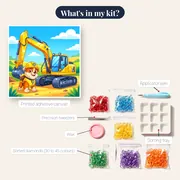 Yellow Construction Pup with Digger – kit contents