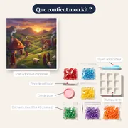 Village au Crépuscule sur la Colline – contenu du kit