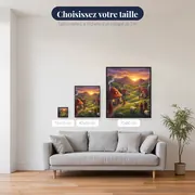 Village au Crépuscule sur la Colline – tailles disponibles