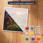 Village au Crépuscule sur la Colline – kit prêt à commencer