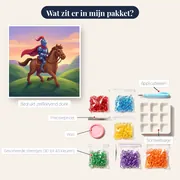 Ridder te paard in blauw harnas – inhoud van het pakket