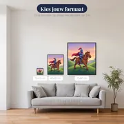 Ridder te paard in blauw harnas – beschikbare formaten