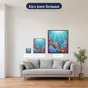 Lichtgevende Blauwe Inktvissen bij het Koraalrif – beschikbare formaten