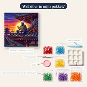 Ninja op dak bij zonsondergang – inhoud van het pakket