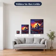 Maskierter Ninja liest im Abendrot – verfügbare Größen