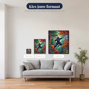 Ninja in herfstbos met shuriken – beschikbare formaten