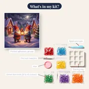 Lantern Gnomes in Snowy Christmas Village – kit contents