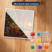 Gnom mit Geschenk am Weihnachtsbaum – Set bereit zum Loslegen