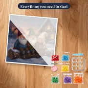 Three Gnomes on a Snowy Log – kit ready to start