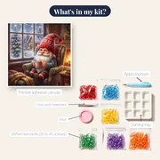 Scandinavian Gnome with Cocoa by Frosted Window – kit contents