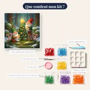 Duo de gnomes au sapin doré – contenu du kit