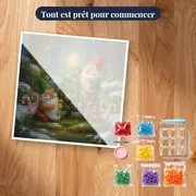 Duo de gnomes au sapin doré – kit prêt à commencer