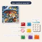 Maison Champignon Enneigée des Gnomes – contenu du kit