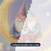 Geliefd kabouterspaar op de maan tussen sterren – close-up van de steentjes