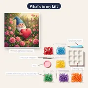 Spring Garden Gnome with Red Heart – kit contents