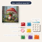 Gnome sous un champignon géant – contenu du kit