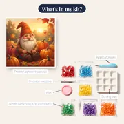 Golden Autumn Gnome Among Pumpkins – kit contents