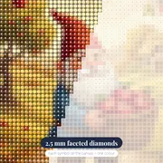 Autumn Orchard Gnome with Apples – diamond close-up